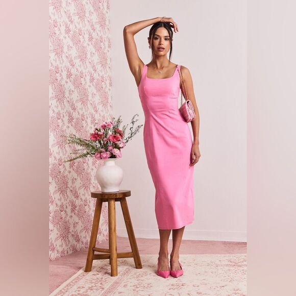 Francesca's Women's Miley Square Neck Midi Dress Size Medium - Picture 4 of 8